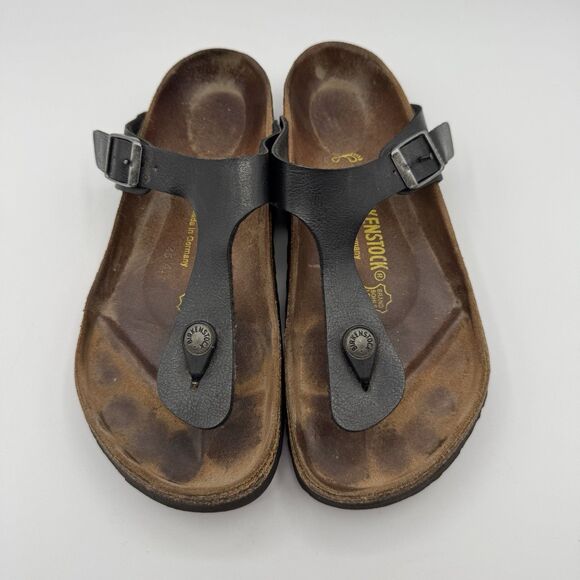 Birkenstock Gizeh Sandals Womens EU 38 US 7-7.5 Black Cork Narrow - Picture 3 of 9